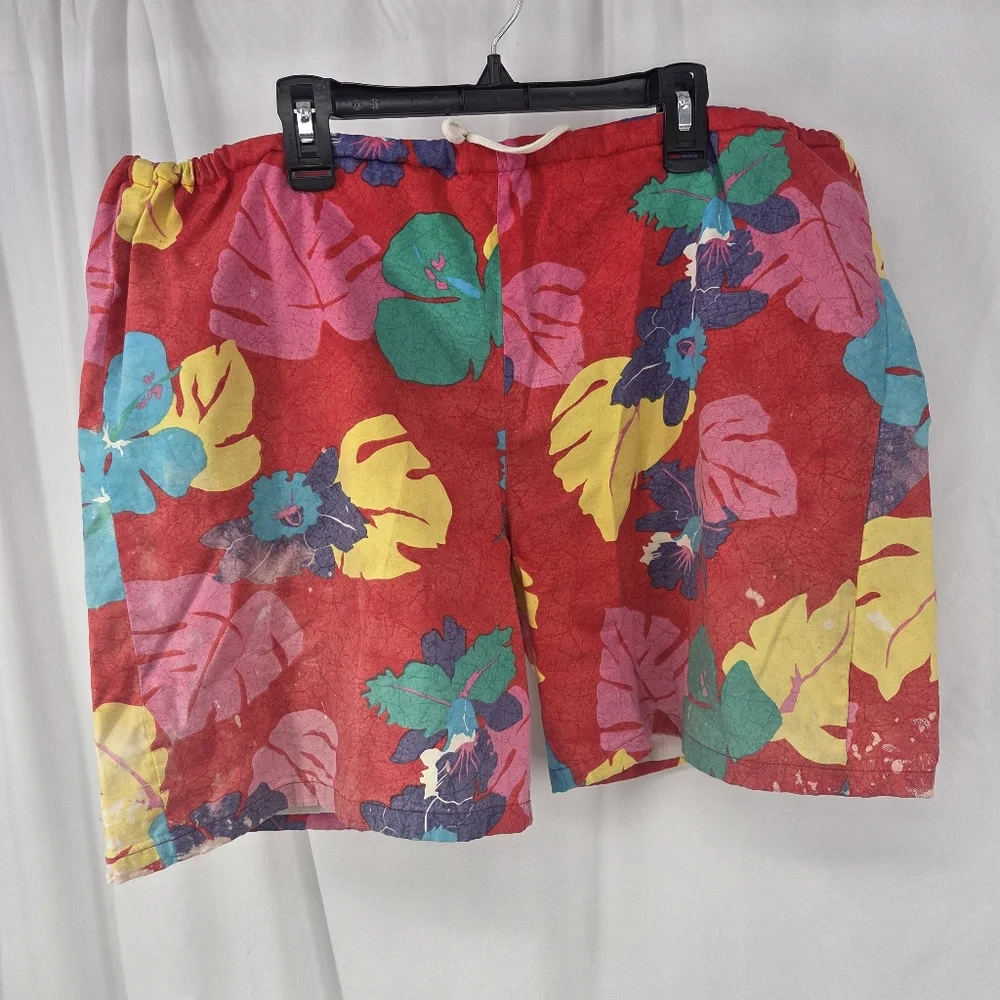 Original Jams Vintage 100% Cotton Swim Trunks 80's Tropical Floral